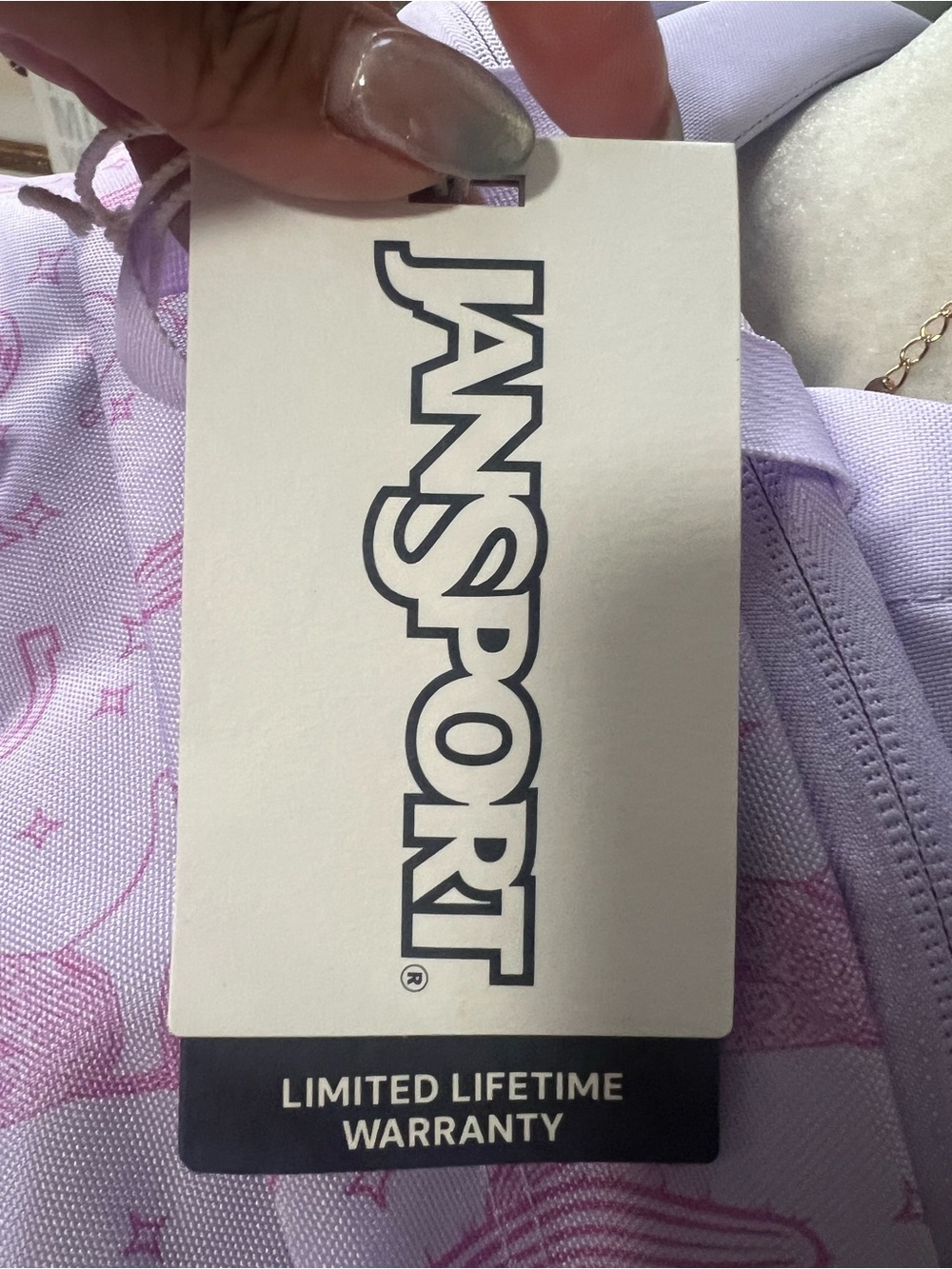 JanSport Lavender Patterned Backpack - Picture 16 of 16